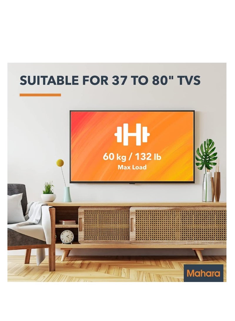 Mahara Flat Panel TV Wall Mount Bracket for 37" - 80" TVs - VESA Compatible TV Brackets 100x100mm - 600x400mm - TV Wall Brackets Support Max 60kg - Black - Image 3