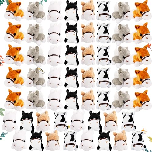 Flahard 60 Pcs 35 Inch Mini Stuffed Horse Animals Toys Plush Horse Animals Horse Party Favors Small Stuffed Horses Keychain for Farm Party Goodie Bag Fillers 6 Colors - Image 1