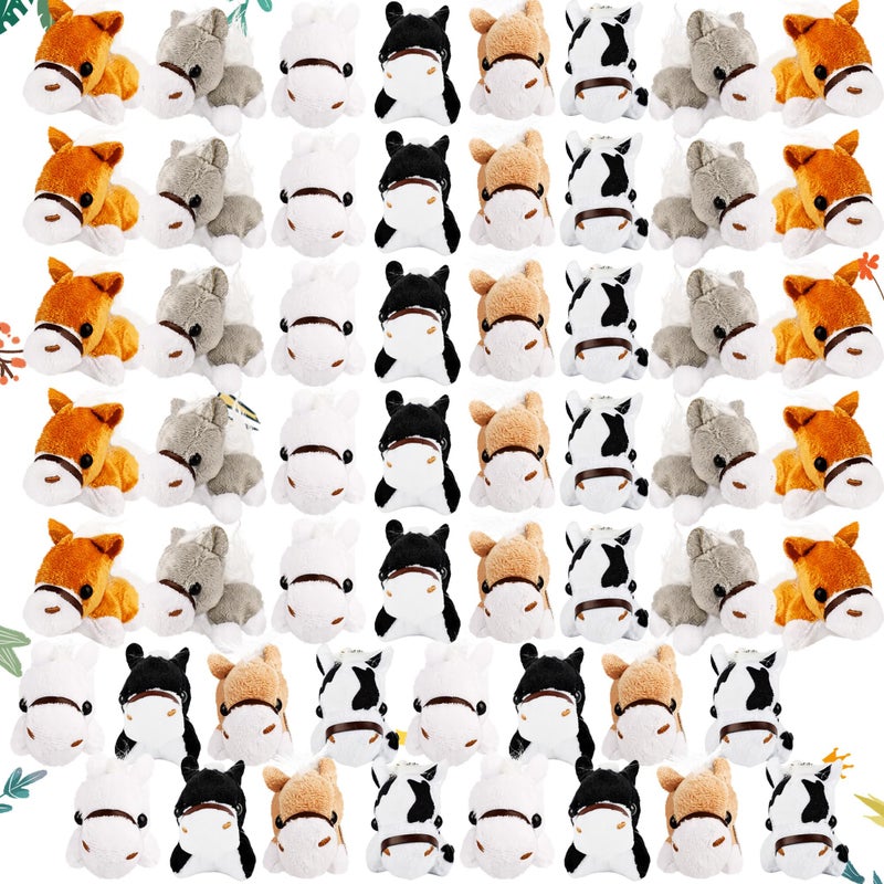 Flahard 60 Pcs 35 Inch Mini Stuffed Horse Animals Toys Plush Horse Animals Horse Party Favors Small Stuffed Horses Keychain for Farm Party Goodie Bag Fillers 6 Colors - Image 3