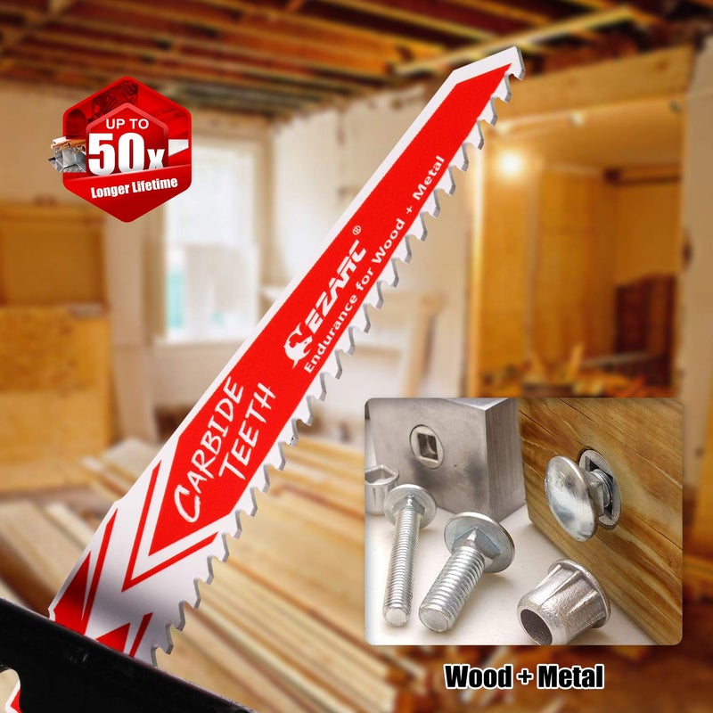 EZARC Carbide Reciprocating Saw Blade R956HM Endurance for Hard Wood and Metal Demolition 9-Inch 6TPI, 3-Pack - Image 3