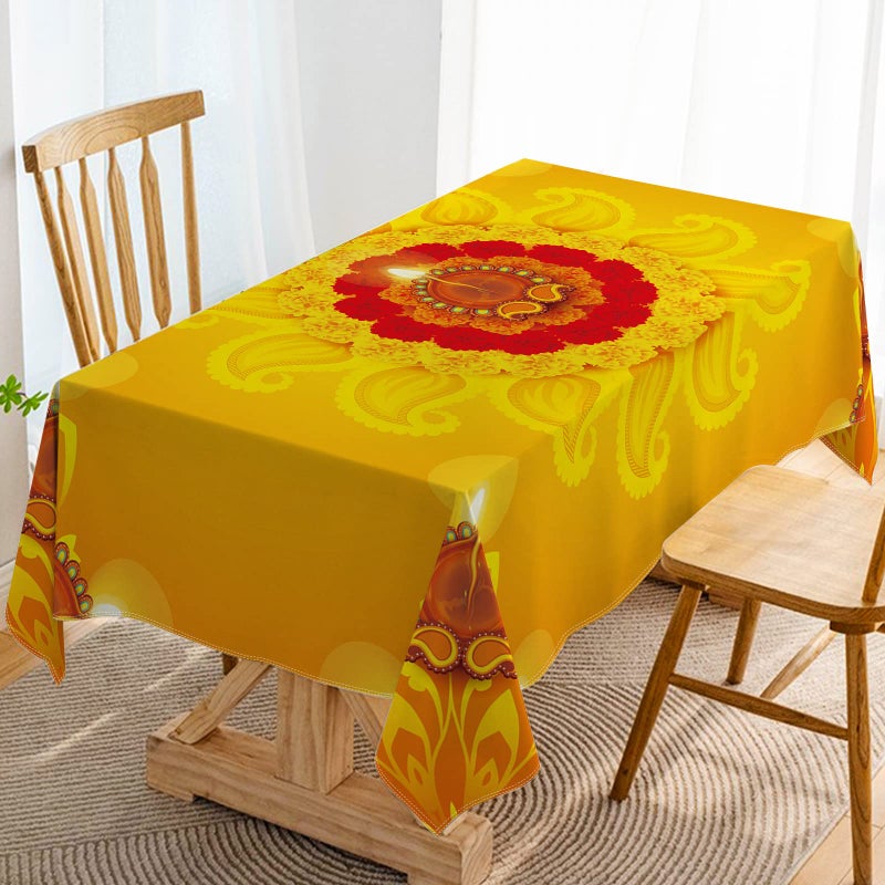 Hafangry Diwali Tablecloth Indian Diwali Decorations for Home Festival of Lights Deepavali Party Supply Kitchen Dining Room Decor 60 x 84