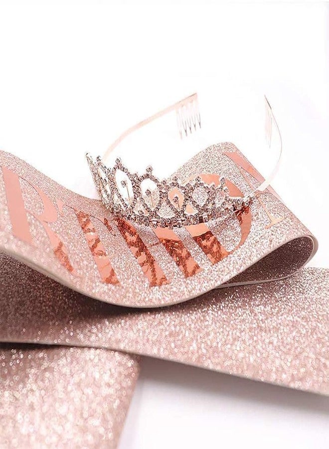 Hidak Birthday Crown and Sash for Women Birthday Decorations Rose Gold Birthday Queen Crowns Tiaras Gifts Glitter Birthday Sash Birthday Party Favors Rhinestone Tiara Kit Birthday Special. - Image 3