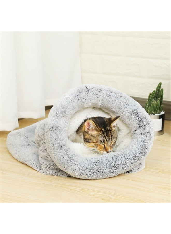إيونتو سرير كهف فاخر للقطط والكلاب الصغيرة - كيس نوم قابل للغسل، مريح ودافئ، مخبأ ناعم للحيوانات الأليفة 50 × 50 سم - Image 2