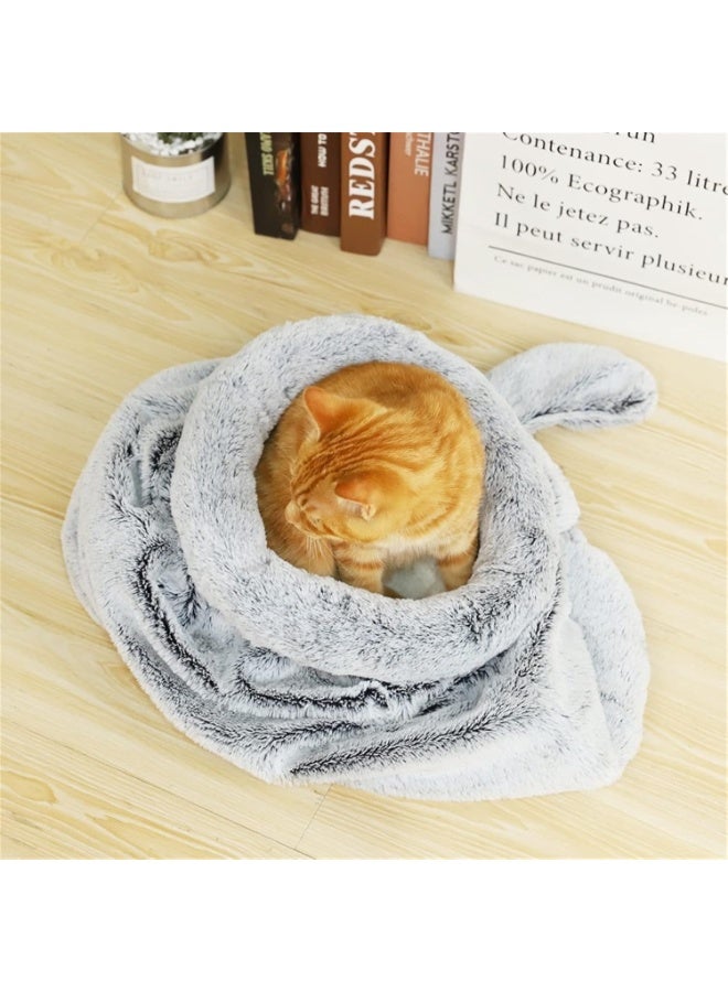 إيونتو سرير كهف فاخر للقطط والكلاب الصغيرة - كيس نوم قابل للغسل، مريح ودافئ، مخبأ ناعم للحيوانات الأليفة 50 × 50 سم - Image 3