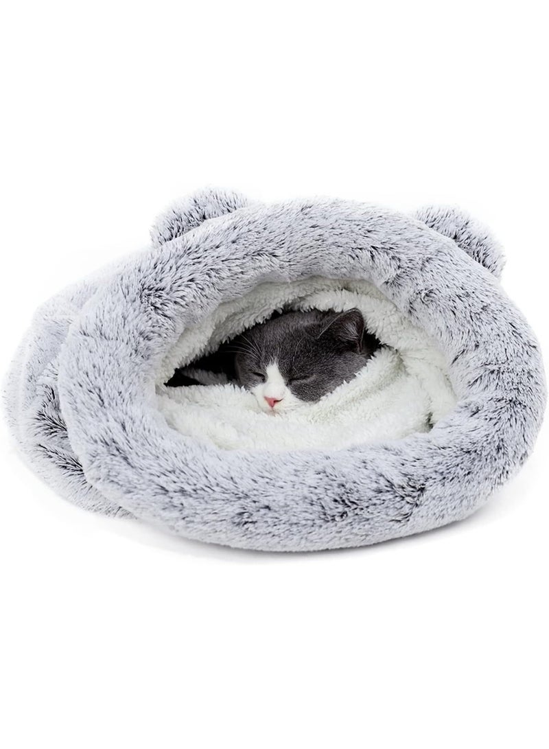 إيونتو سرير كهف فاخر للقطط والكلاب الصغيرة - كيس نوم قابل للغسل، مريح ودافئ، مخبأ ناعم للحيوانات الأليفة 50 × 50 سم - Image 1
