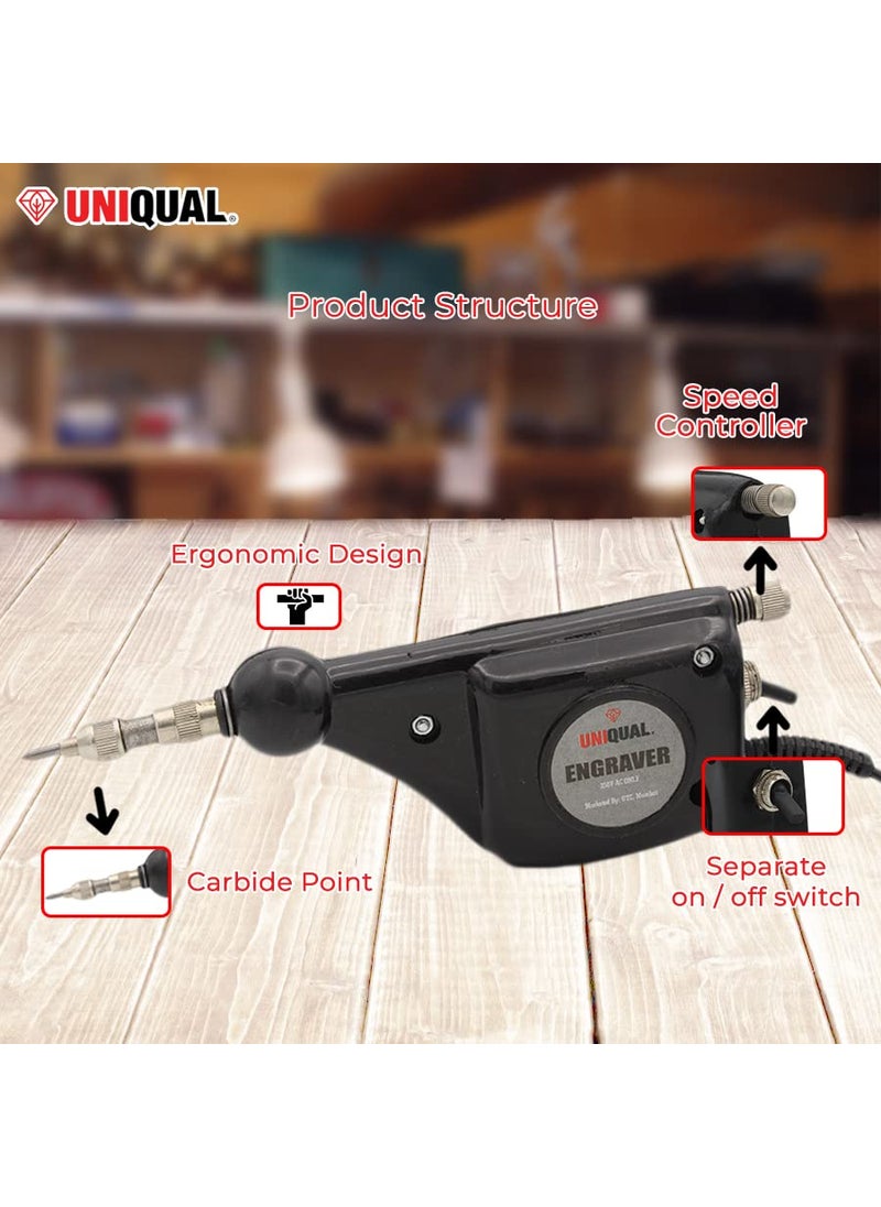 UniQual UniQual Engraving Machine for Metal of Carbide Tip with Stencil for engraving on metal wood leather plastic etc Engraving Pen for Heavy Industrial Utensil  - Image 2