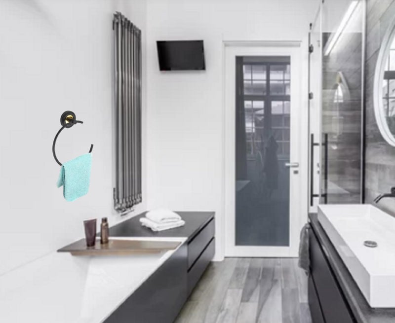 JAGGER JAG310 Moon Shape Towel Rings/Towel Holder/Hand Towel Stand/Cloth Hanger Napkin Holder/Cloth Stand Towel Holder for Bathroom Kitchen Washbasin (1, MATT Black) - Image 3