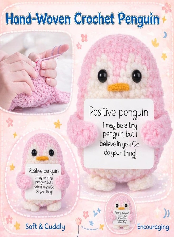 STORE 2508 Handmade Crochet Penguin Soft Toy with Motivational Message Card | Cute Emotional Support Gift for Kids Adults Desk Decor - Image 4