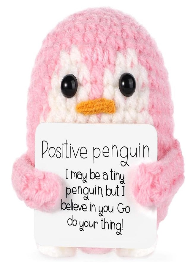 STORE 2508 Handmade Crochet Penguin Soft Toy with Motivational Message Card | Cute Emotional Support Gift for Kids Adults Desk Decor - Image 1