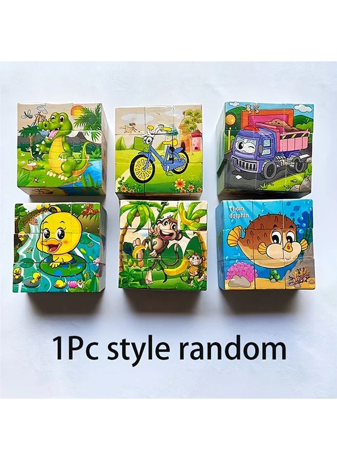 1Pc Random Style 3D Wooden Puzzle Educational Toy For Kids Develops Spatial Awareness - Image 1