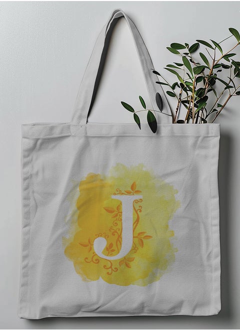 Polyester Tote Bag with Shoulder Straps and Letter J Pattern