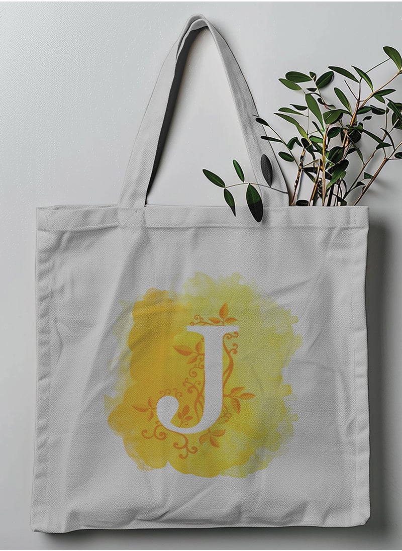 LOWHA - Polyester Tote Bag with Shoulder Straps and Letter J Pattern - Image 1