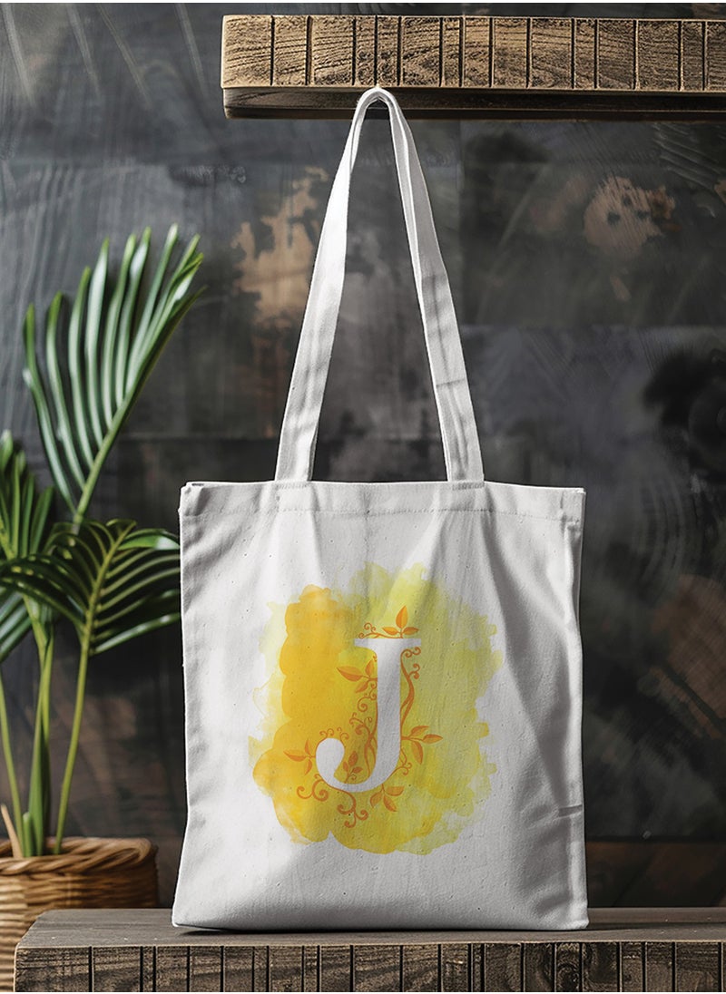 LOWHA - Polyester Tote Bag with Shoulder Straps and Letter J Pattern - Image 1