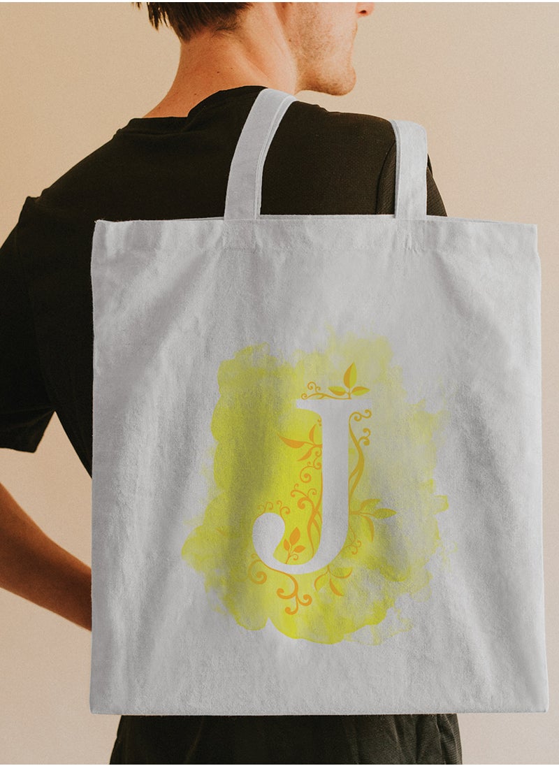 LOWHA - Polyester Tote Bag with Shoulder Straps and Letter J Pattern - Image 1