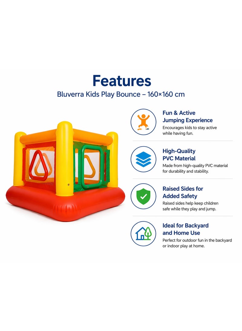 Bluverra Inflatable Kids Bounce House 160×160 cm – Safe Bouncy Castle Jumping Playhouse with High Protective Walls, Inflatable Activity Toy for Boys & Girls, Indoor & Outdoor Use, Model 513552 - Image 4