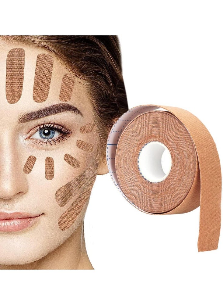 VIUAUAX لاصقات تجاعيد الوجه، لاصقات الوجه لاصقات الوجه لاصقات شد الوجه على شكل حرف V للعناية بالبشرة الرقيقة، لاصقات التجاعيد عالية المرونة شريط لاصق لشد بشرة الوجه لشد الوجه - بيج - Image 1
