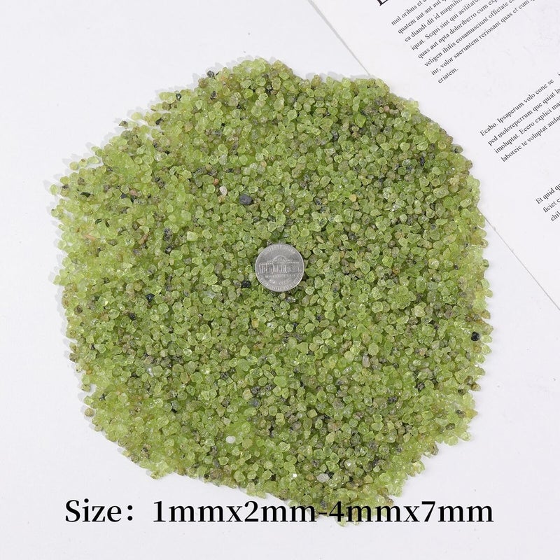 SUNYIK Peridot Tumbled Chips Stone Crushed Crystal Quartz Pieces Irregular Shaped Stones 1pound(about 460 gram) - Image 2