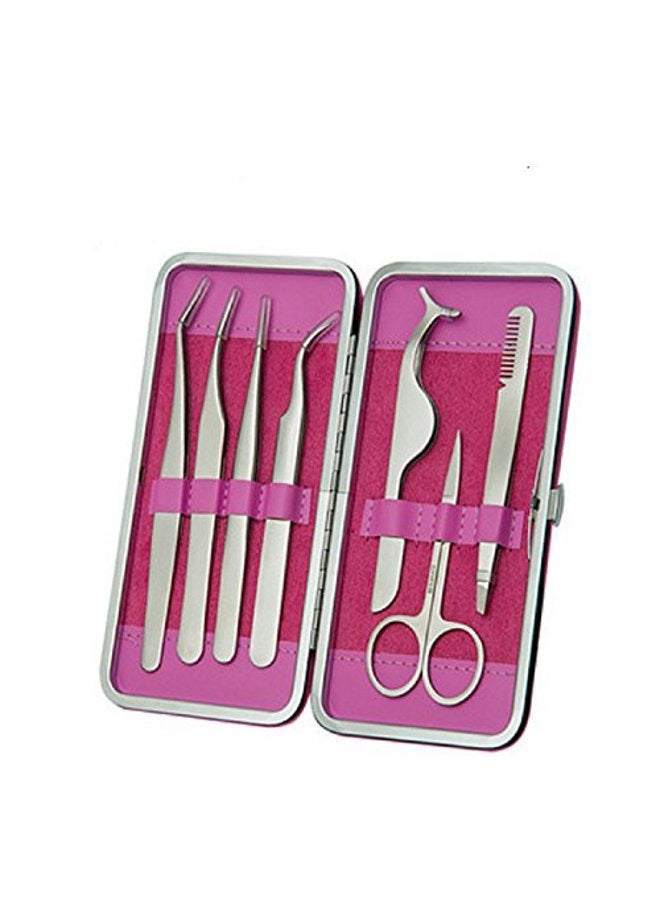 Yimart Professional Eyebrow Tweezer Set False Eyelash Extension Tool Kits Set Eyebrow Tweezers Eyebrow Trimmer Stainless Steel Eye Lashes Tweezers 7Pcs Grafting false eyelashes Makeup Accessories - Image 1