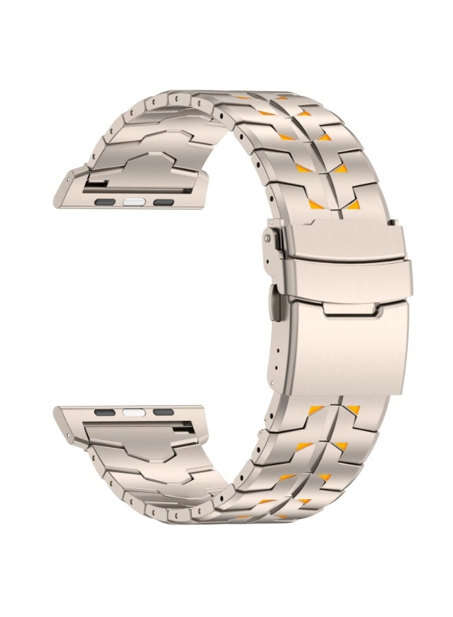 O Ozone Stainless Steel Band for Apple Watch Band Apple Watch Ultra 49mm 46mm 45mm 44mm 42mm, Metal Strap with Folding Clasp for Men- Natural Titanium - Image 2