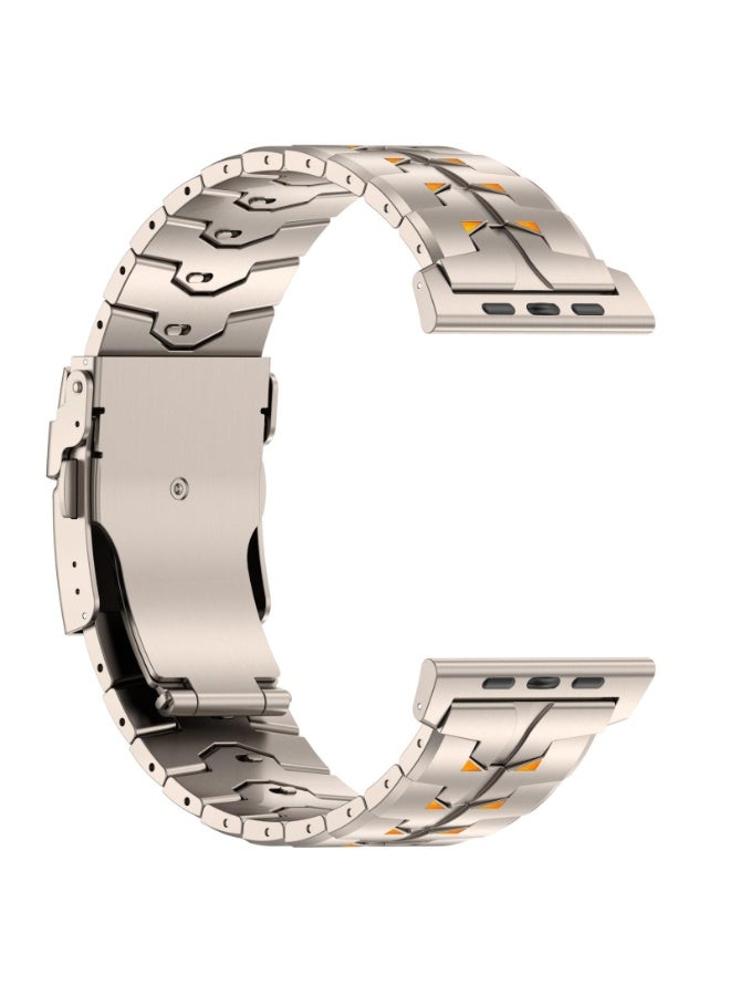 O Ozone Stainless Steel Band for Apple Watch Band Apple Watch Ultra 49mm 46mm 45mm 44mm 42mm, Metal Strap with Folding Clasp for Men- Natural Titanium - Image 3