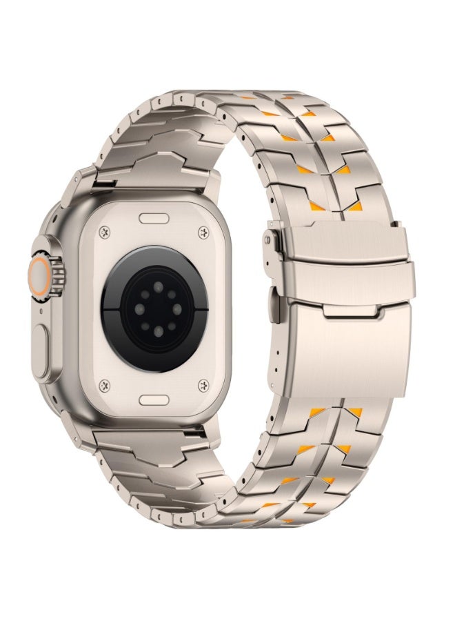 O Ozone Stainless Steel Band for Apple Watch Band Apple Watch Ultra 49mm 46mm 45mm 44mm 42mm, Metal Strap with Folding Clasp for Men- Natural Titanium - Image 4