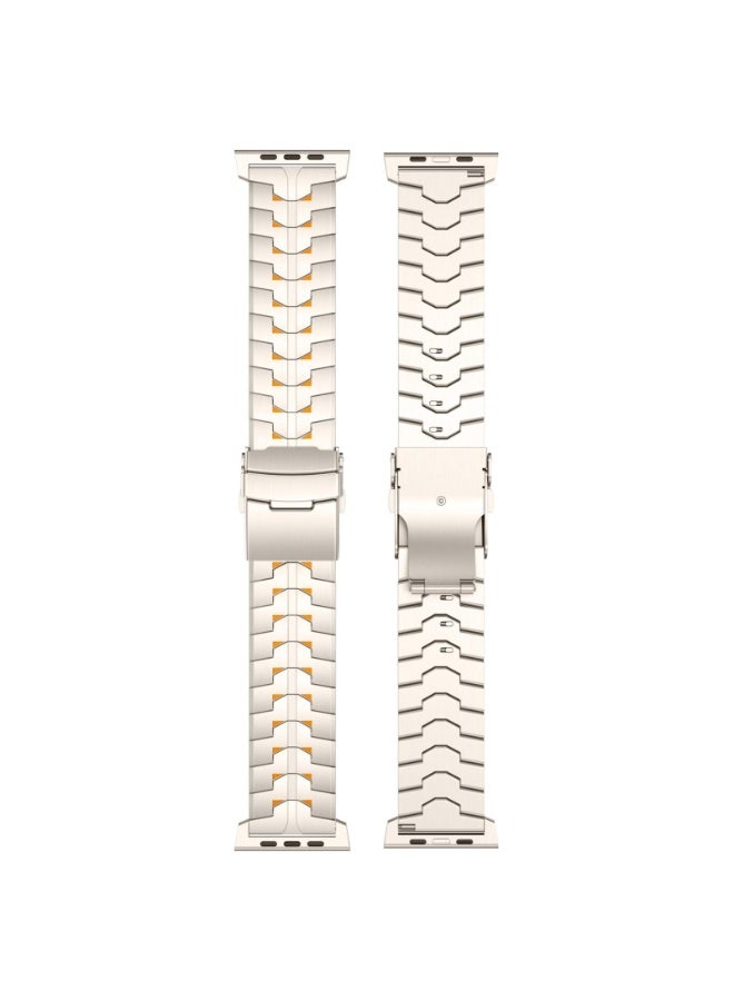 O Ozone Stainless Steel Band for Apple Watch Band Apple Watch Ultra 49mm 46mm 45mm 44mm 42mm, Metal Strap with Folding Clasp for Men- Natural Titanium - Image 5