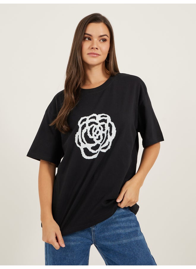 Styli Styli Oversized Graphic Print Short Sleeve T-Shirt  - Image 3