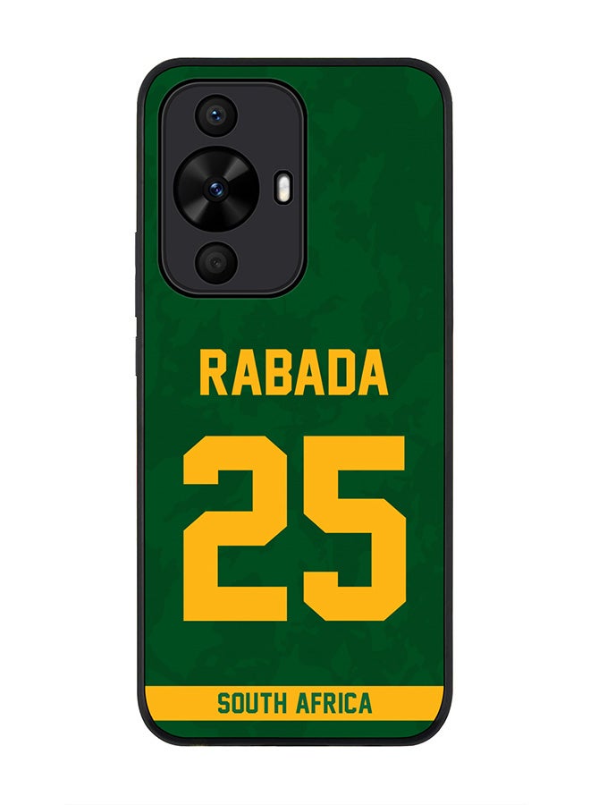 Stylizedd Rugged Black Case for Huawei nova 12s / Huawei nova 11/ Huawei nova 12 Lite 4G, Slim fit Soft Cover - Team South Africa Kagiso Rabada, Jersey No 25 - Image 1