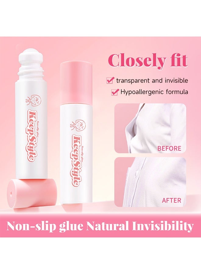Life Girls 2 PCS Non- Slip Glue, Transparent Adhesive Tape for Clothes and Skin, Invisible Fastening Tape with Low Collar, Liquid Anti-Slip Adhesive, Easy to Use and Remove, Durable, Breathable, clear,10g*2 - Image 2