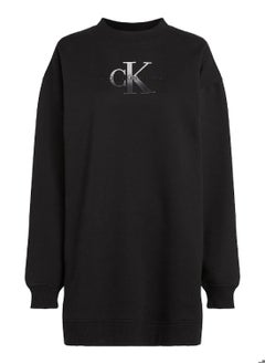 Women's Relaxed Monogram Sweatshirt Dress - Cotton blend, Black - pzsku/Z80941922480695B5F918Z/45/_/1738759750/8bf30d58-19b5-4fff-89ad-a2e2de4158fd