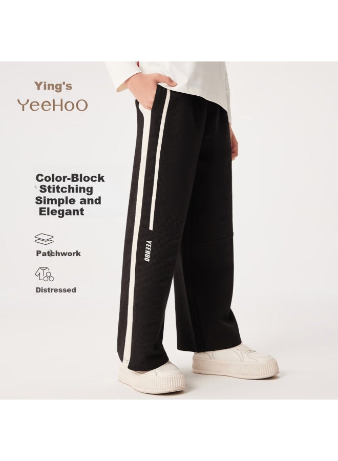 Yeehoo Boys' Pants Children's Long Pants Kids Sports Casual Straight Leg Pants Spring Black Size 120 - Image 1