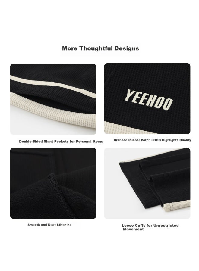 Yeehoo Boys' Pants Children's Long Pants Kids Sports Casual Straight Leg Pants Spring Black Size 120 - Image 5