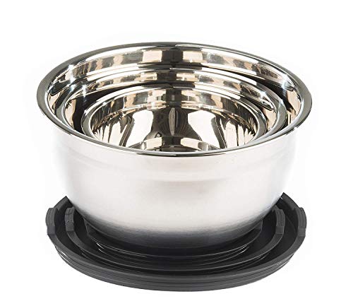 Fitzroy and Fox Stainless Steel Mixing Bowls with Lids and Non Slip Bases (Set of 5, Black) - Image 5