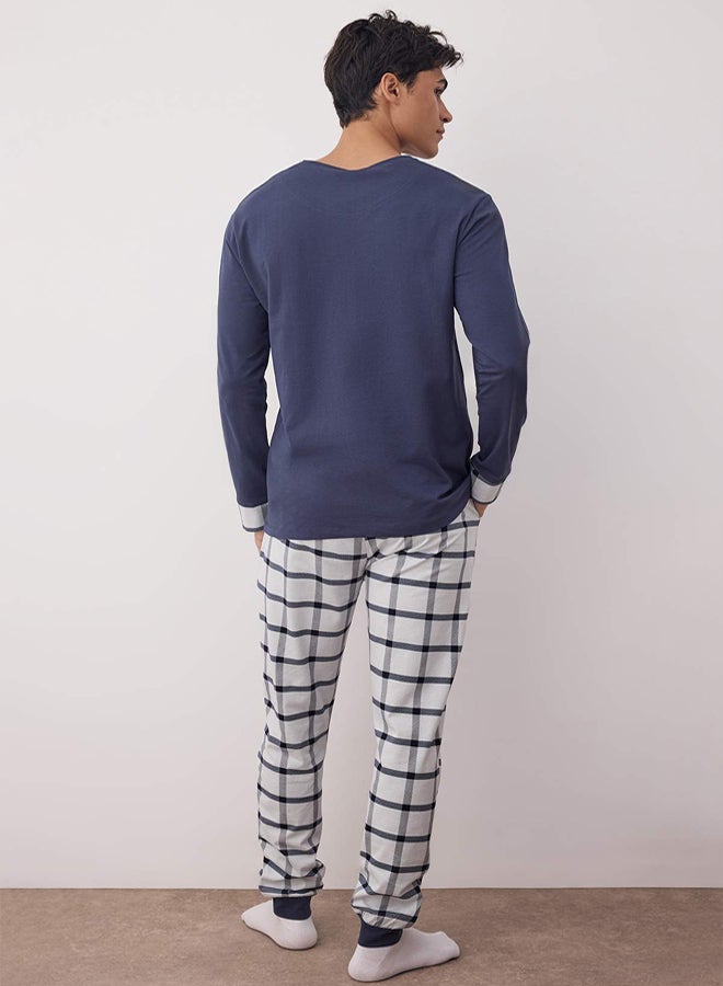 trendyol Knitted Navy Blue Pajama Set - - Image 4