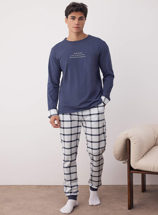 trendyol Knitted Navy Blue Pajama Set - - Image 2