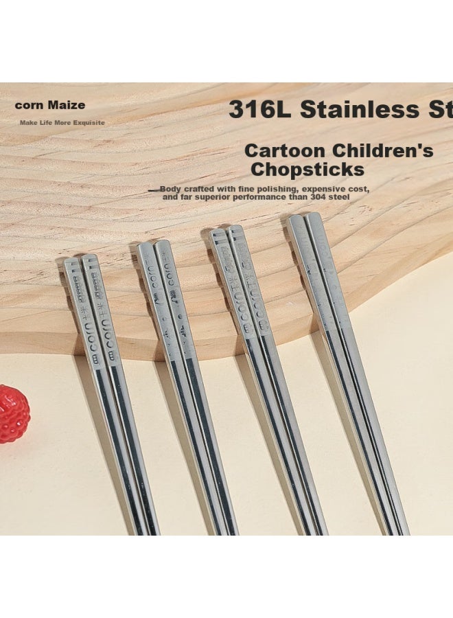 Corn Children'S Chopsticks Food Grade 316L Stainless Steel Baby Special One Person One Chopstick Anti-Slip Household Children'S Chopsticks - Image 1