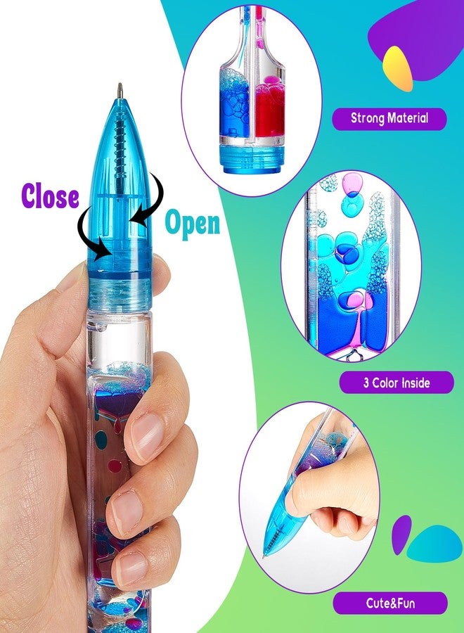 Equsion 6 Pcs Liquid Motion Bubbler Pens Cool Pens Fidget Pen Fun Liquid Timer Pen Fidget Toys Office Desk Toys Novelty Gifts for Autism ADHD Anxiety Stress Relief Sensory Play (Vibrant Color) - Image 3