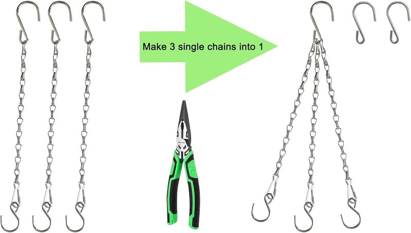 Sersberg Chain for Hanging Plants,11 Inch Silver Hanging Chain, Small Hanging Basket Chain Kits with Hooks for Bird Feeder Plant Extender Porch Wind Chime (Silver, 11 Inch-6PCS) - Image 5