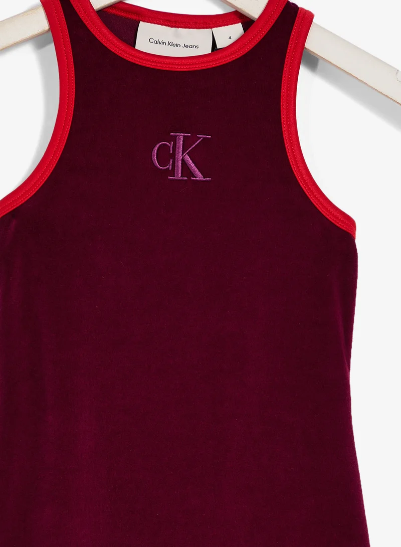 Calvin Klein Jeans burgundy Youth Logo Sleeveless Mini Shift Dress for Women | Best Price UAE