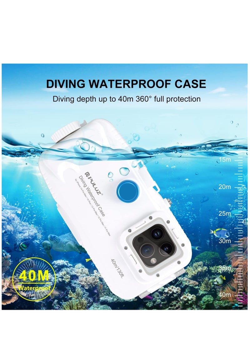 Generic - 40m Diving Case Shockproof Snowproof Dirtproof IP68 Waterproof Cover Case Heavy Duty Full Sealed Protective Underwater Housing for iPhone 14 Plus/14 Pro Max/13 Pro Max/12 Pro Max /11 Pro Max - Image 1