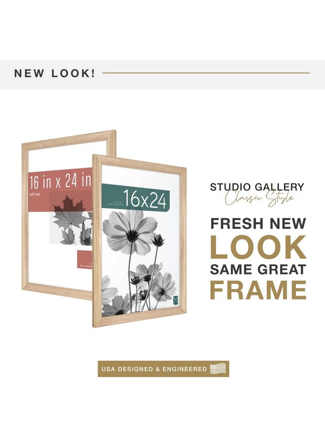 MCS MCS Studio Gallery Classic 16x24 Poster Frame Natural Woodgrain, Vertical & Horizontal Wall Hanging Large Picture Frame for Photos, Posters & Art Prints (1-Pack)  - Image 1