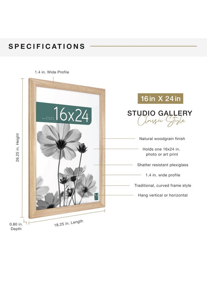 MCS MCS Studio Gallery Classic 16x24 Poster Frame Natural Woodgrain, Vertical & Horizontal Wall Hanging Large Picture Frame for Photos, Posters & Art Prints (1-Pack)  - Image 3