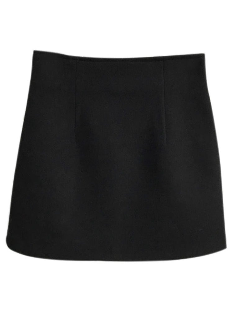 High-Waisted A-Line Short Skirt, Hip-Hugging And Tight-Fitting 150Cm Tall Woolen Autumn Skirt, Feminine One-Step Skirt, Small Xs For Short People - Image 5