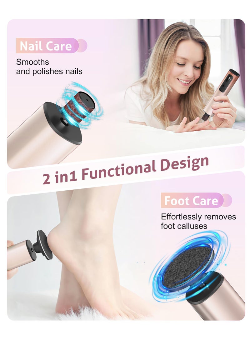 2 in 1 Electric Foot Callus Remover, 9 Adjustable Speeds Foot Scrubber USB Rechargeable Pedicure Tools for Feet, Dry Dead Skin Scraper Foot Grinder for Women - Image 2