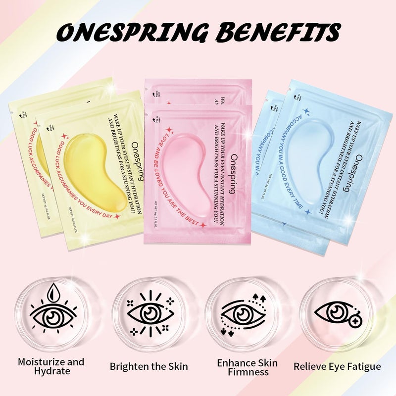 Onespring Eye Masks (24 Pairs) - Gift for Her - Caffeine, 24K Gold and Retinol Under Eye Patches for Puffy Eyes, Dark Circles & Fine Lines, Bachelorette Party Favors, Birthday, Easter Basket Stuffers - Image 3