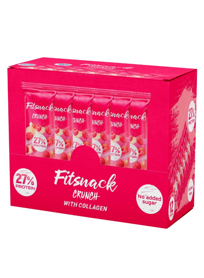 Fitsnack Crunch Raspberry Cheesecake Flavor Crunchy Protein Bar with Caramel, 27% Protein, No Added Sugar - Image 3