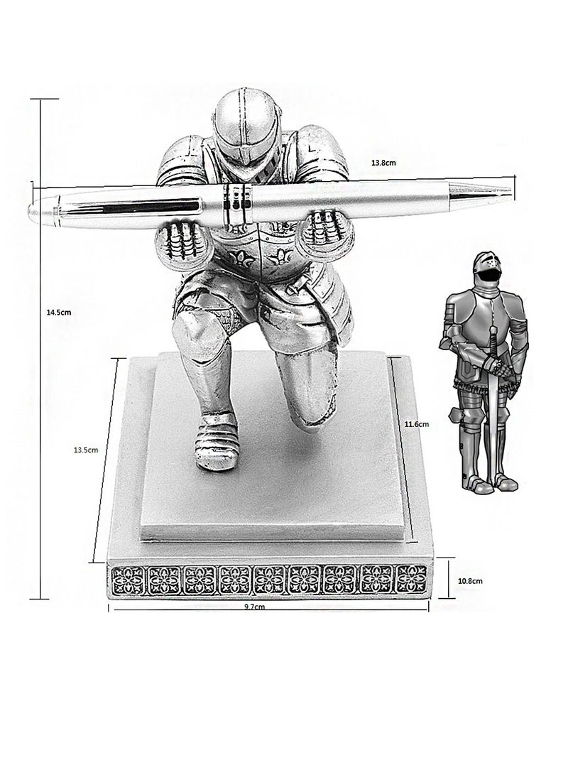 سيوسي حامل قلم فارس التنفيذي ، ملحق شخصي للمكتب ، منظم قرطاسية ، حامل أقلام إبداعي ، هدية مزخرفة للمكتب (فضي) - Image 2