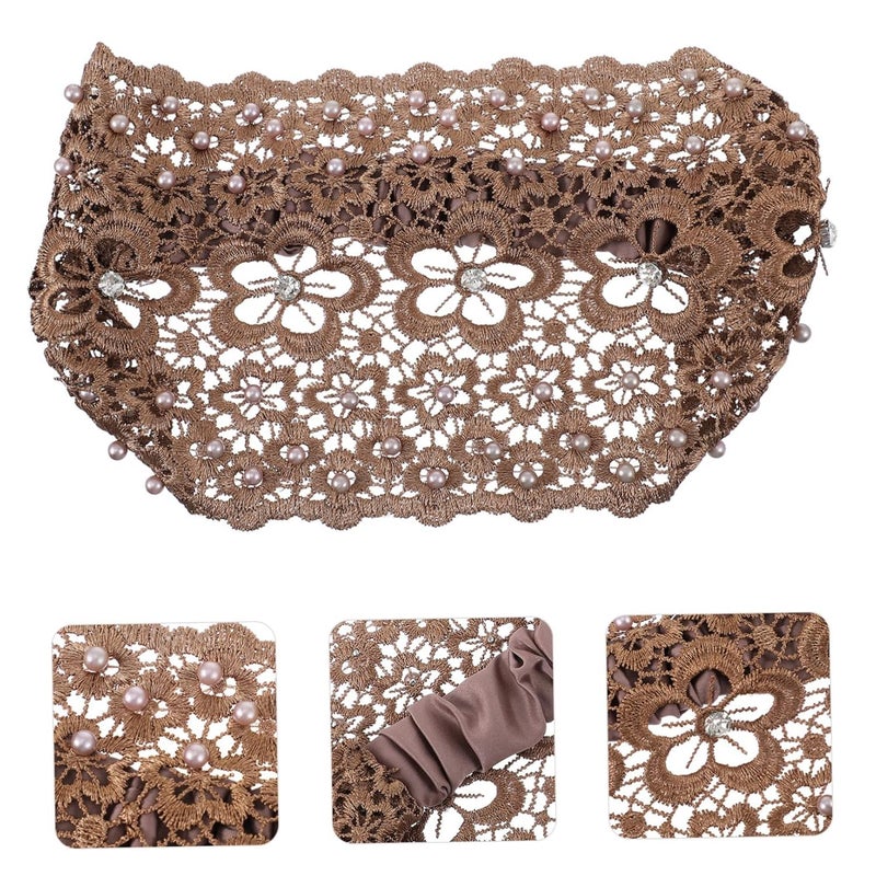 NIVAKINI NIVAKINI Womens Headbands Brown 1 Count Pack of 1 Adult Women Elastic Faux Leather Boho Floral Pearl Lace Design NonSlip Comfortable Sport  Fashion Gym  Party - Image 4