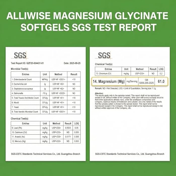Alliwise Magnesium Glycinate 500mg Softgels Supplement, Small Easy to Swallow Magnesium Gelcaps High Absorption for Night Leg&Sleep Support, Muscle&Bone, Calm, Non GMO, 120 Gelcaps, 60 Day Supply - Image 3