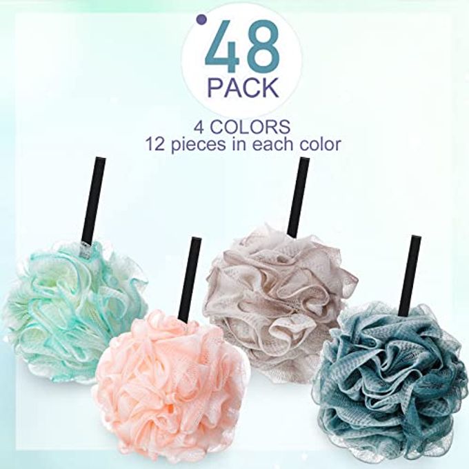 Shellwei 48 Pack Bath Sponge Shower Loofahs Bulk Pack 50G Soft Net Body Scrubber Shower Pouf Sponge Ball Body Mesh Pouf Exfoliating Bath Scrunchies For Men And Women - Image 3